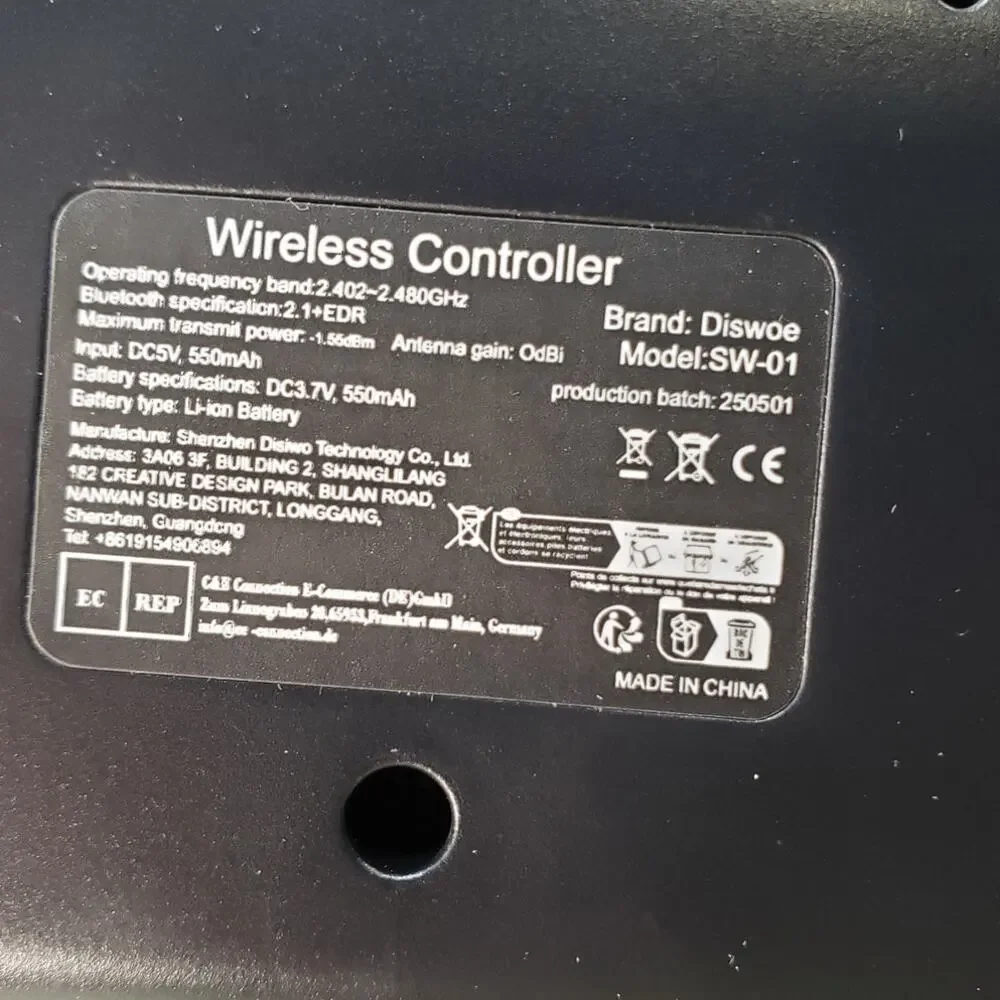Diswoe Wireless pro gamepad for Switch, Switch Lite and PC. Rechargeable. Black